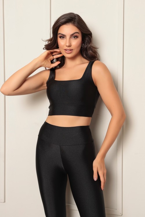 Top forro duplo toque acetinado Preto