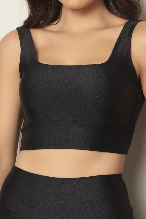 Top forro duplo toque acetinado Preto